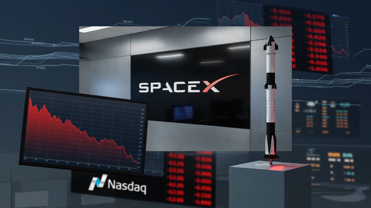 SpaceX Joins Nasdaq-100 but Shares Slip